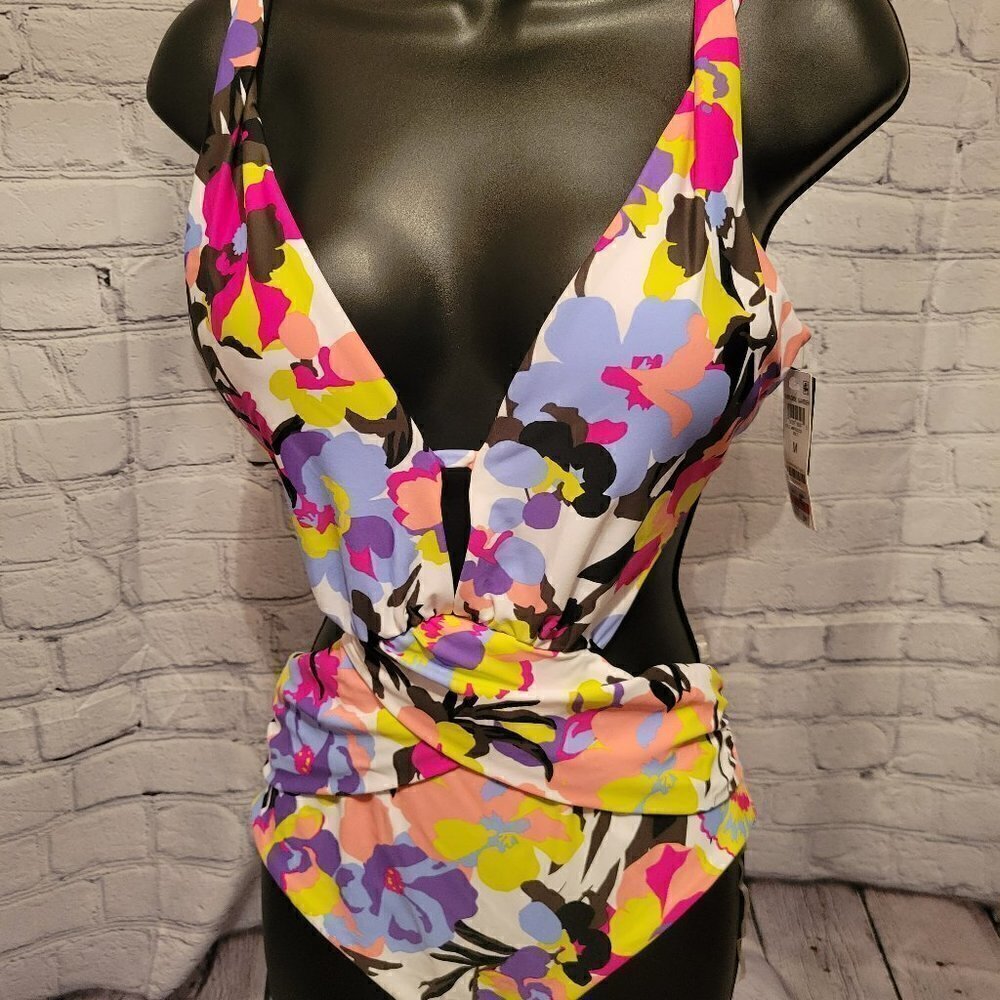 Bar III Paradise Garden Monokini One-Piece Swimsuit